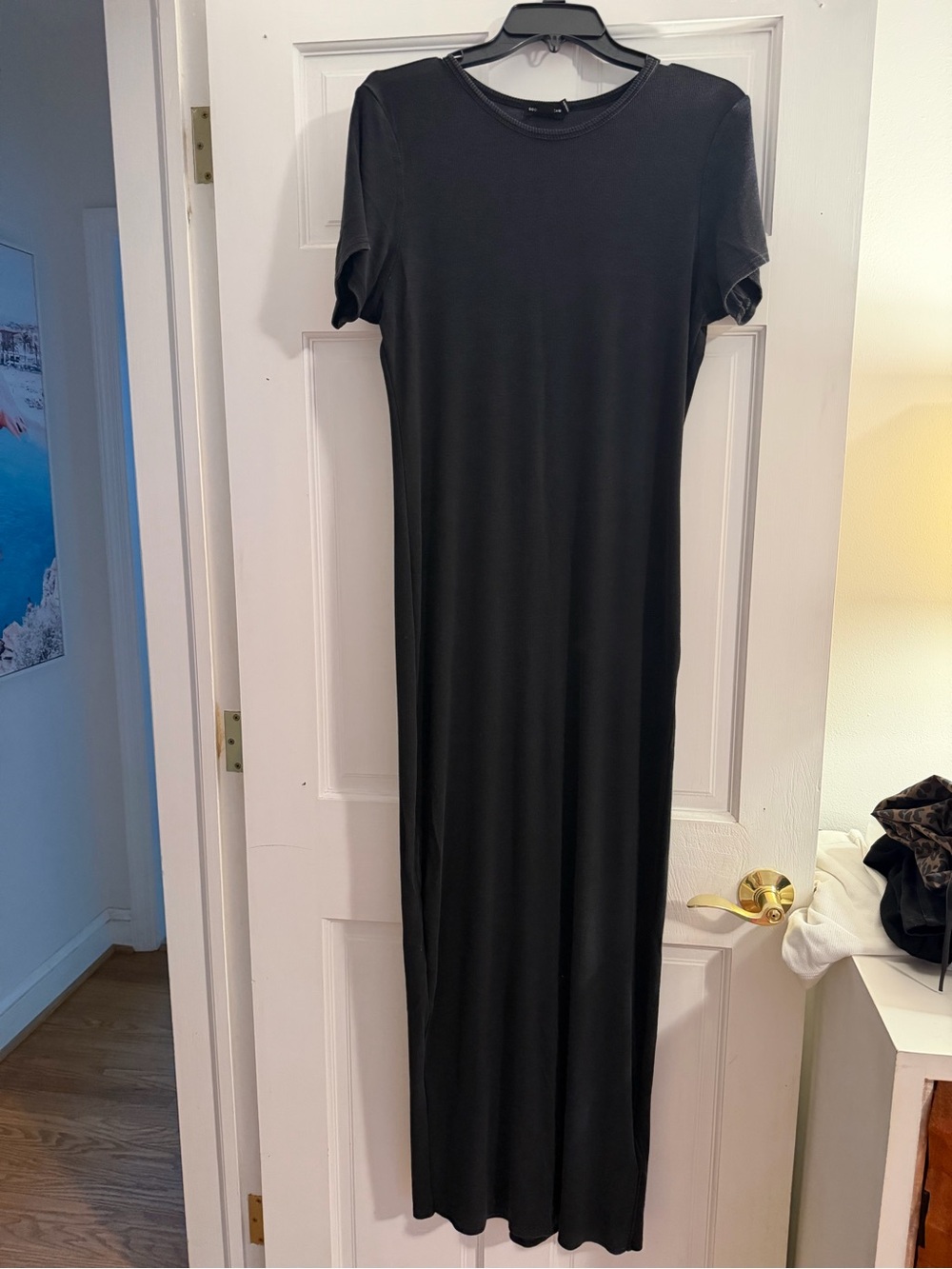 Good American Black Ribbed Maxi Dress